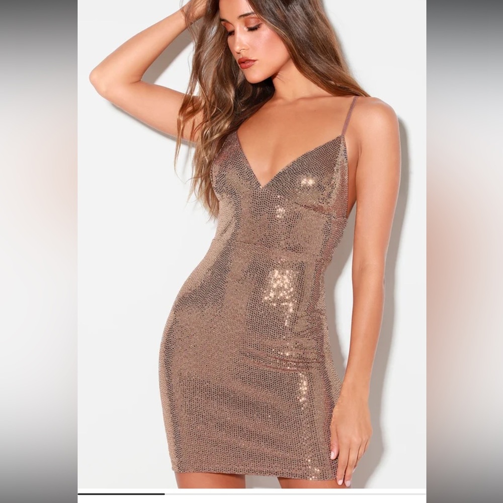 Let it Glow Purple and Gold Sequin Bodycon Dress size small